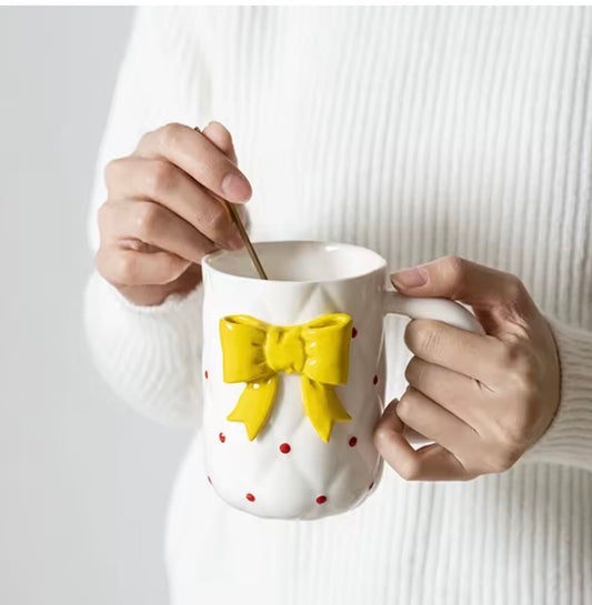 'Yellow Bow' Ceramic Coffee Mug