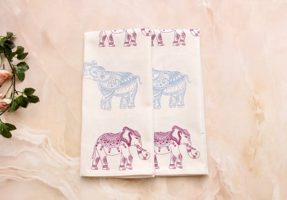 'Tribal Elephant' Printed Kitchen Towels, Set of 2