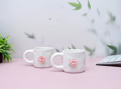 'French Rose' Ceramic Coffee Mug, White