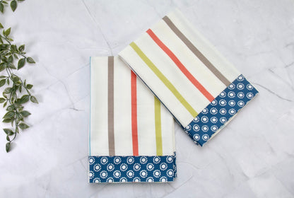 'Indigo Striped' Printed Kitchen Towels, Set of 2