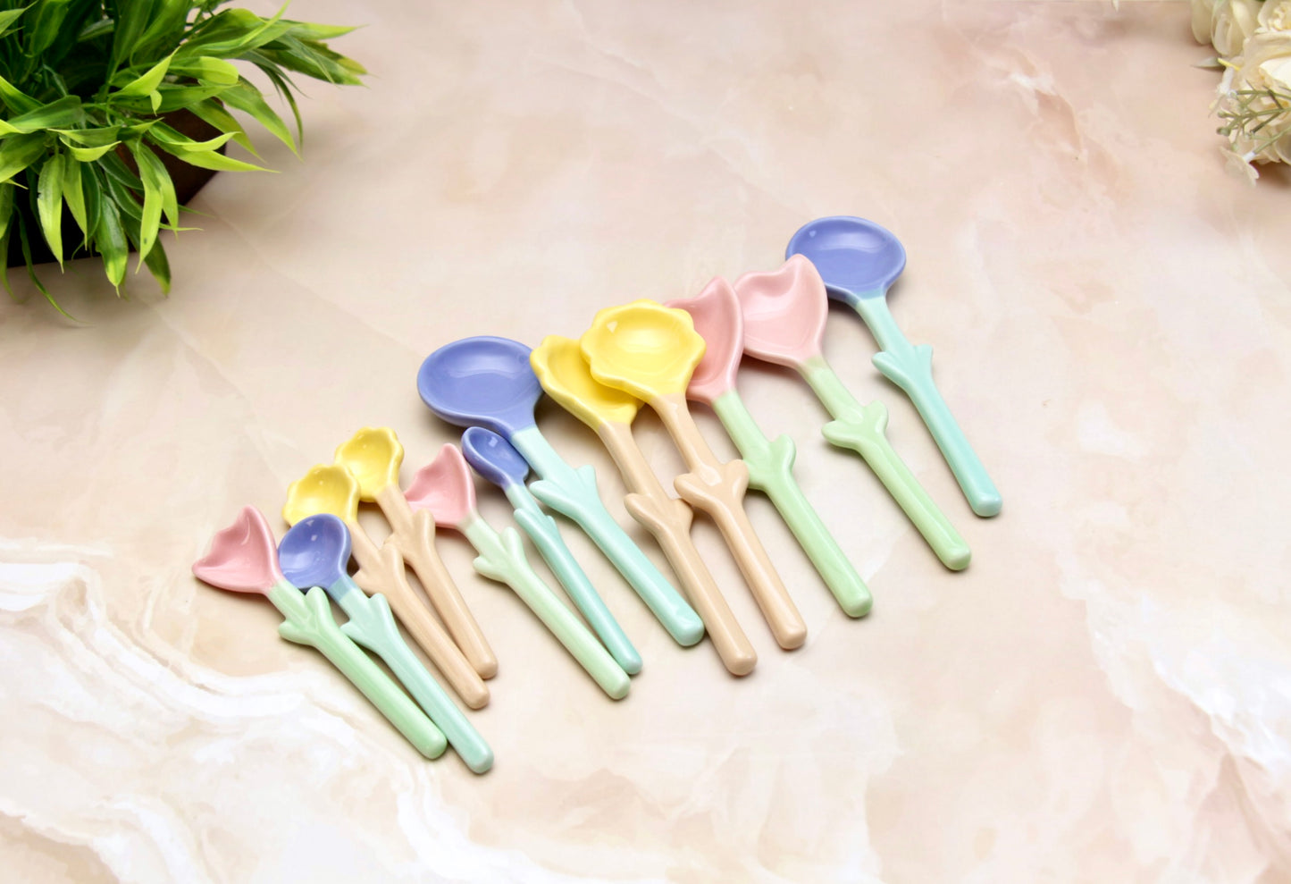 'Sunflower' Yellow Ceramic Spoon Set