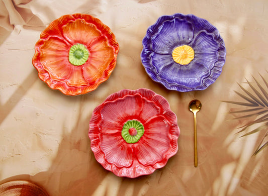 'Flora' Ceramic Dessert Plate - Orange