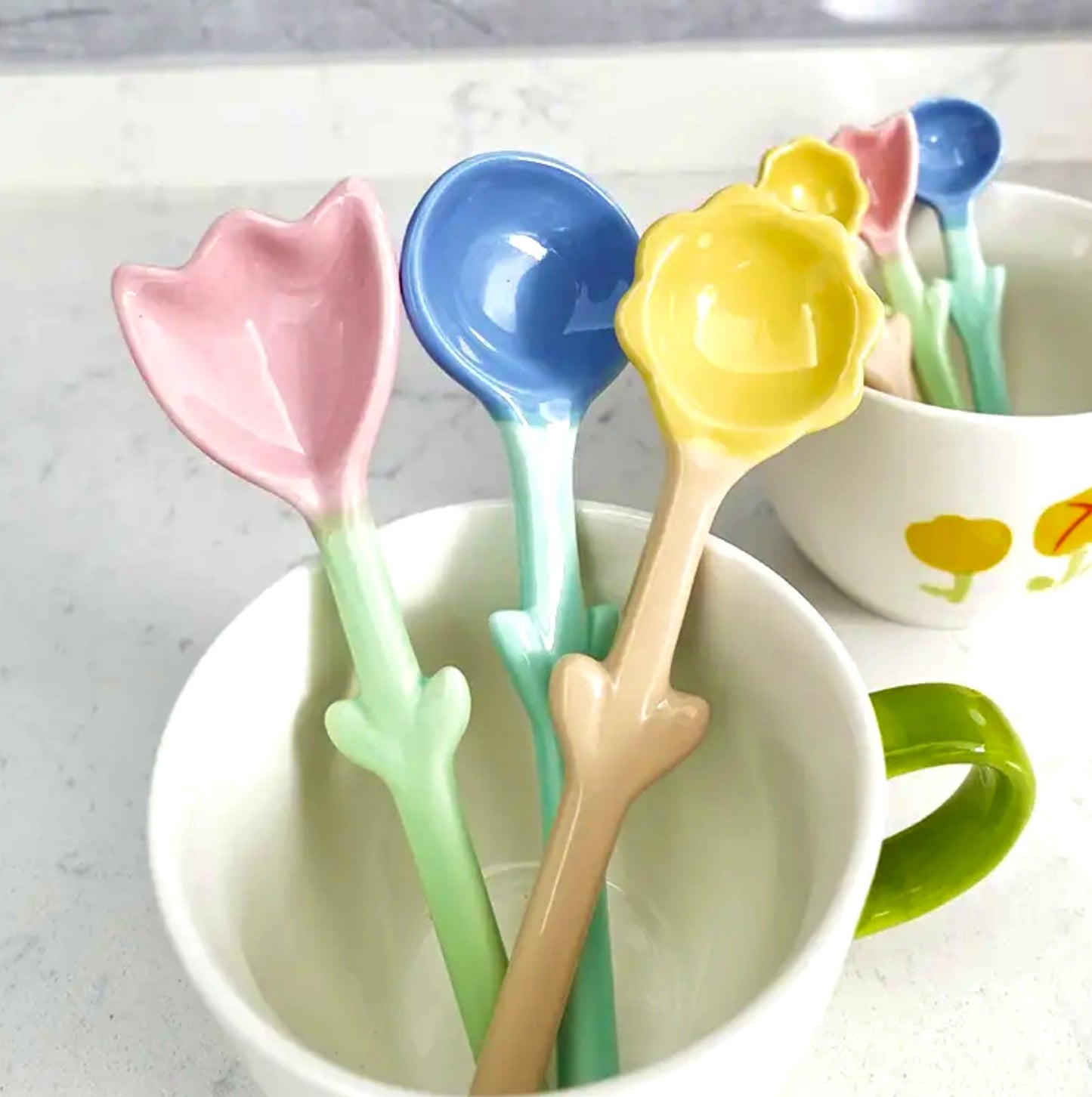 'Sunflower' Yellow Ceramic Spoon Set