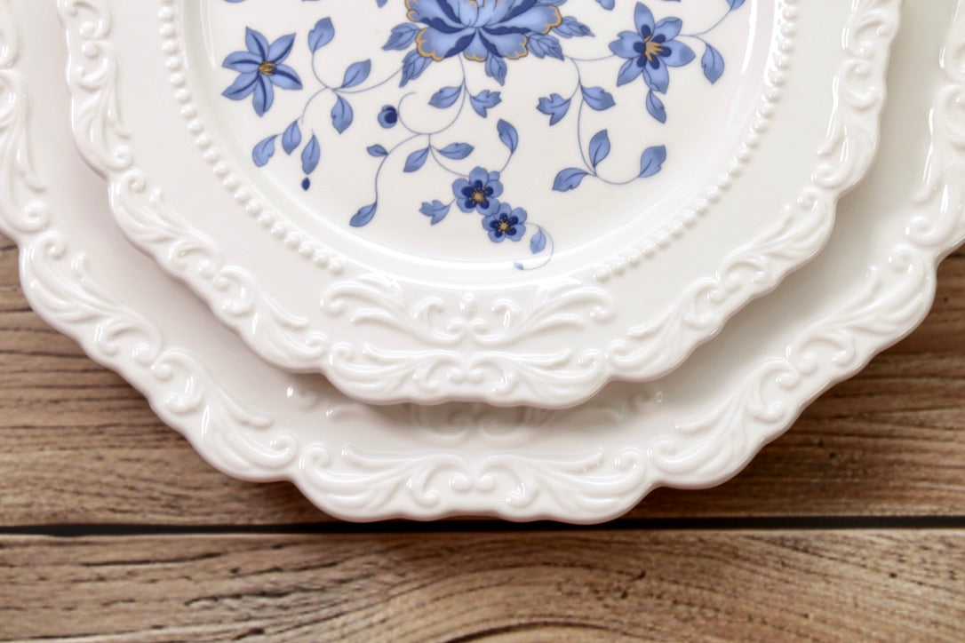 'Mirabelle' White Ceramic Dessert Plate | Floral | 8 Inches