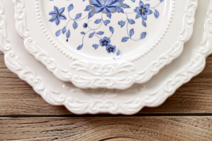 'Mirabelle' White Ceramic Dessert Plate | Floral | 8 Inches
