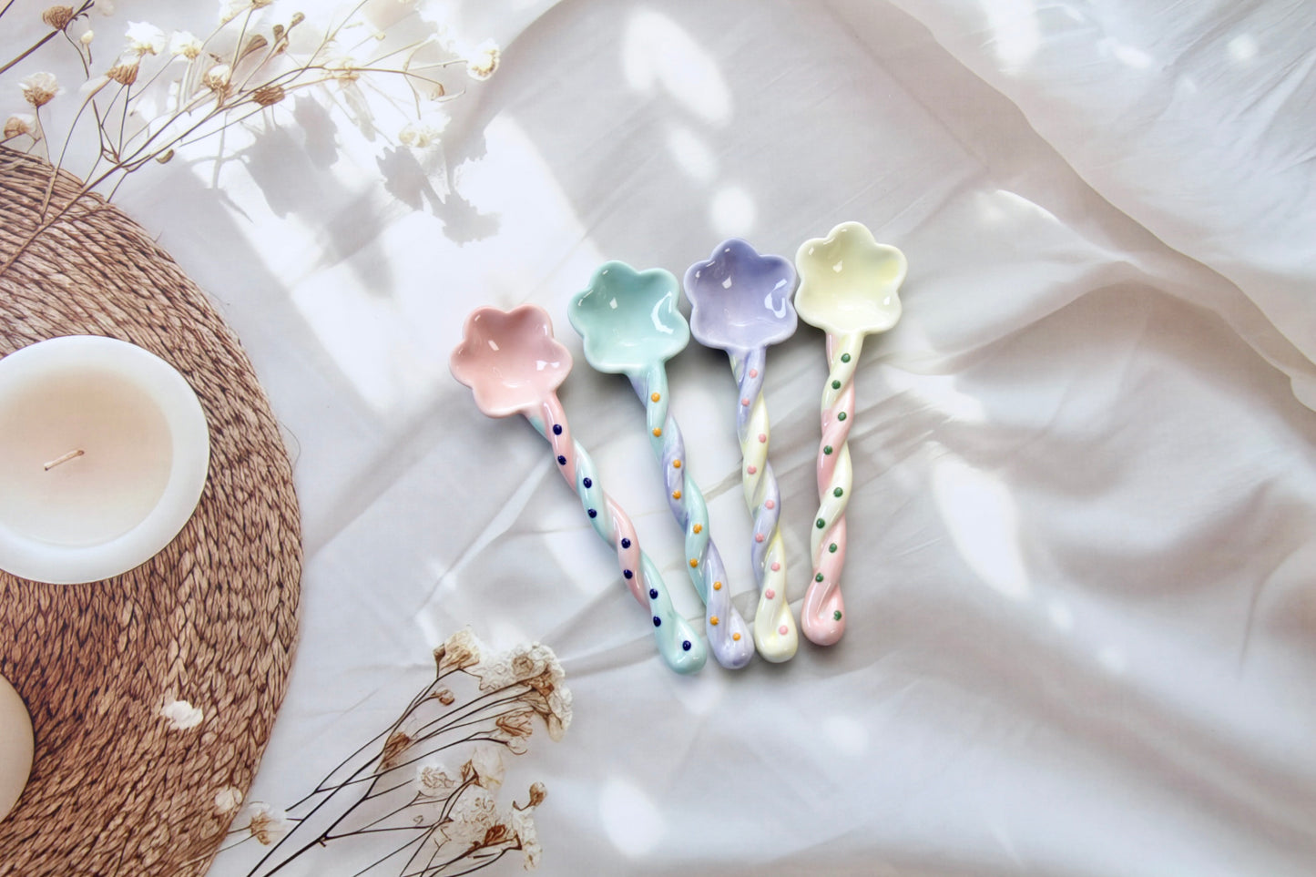 'Daisy' Ceramic Spoon, Pink