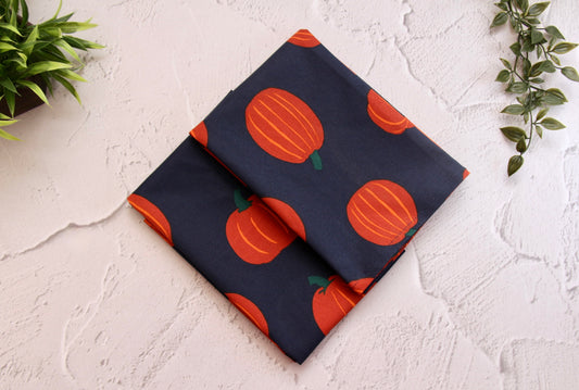 'Pumpkin' Printed Kitchen Towels Blue, Set of 2