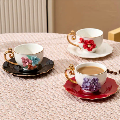 'Scarlet' Ceramic Espresso Cup n Saucer Set, Small