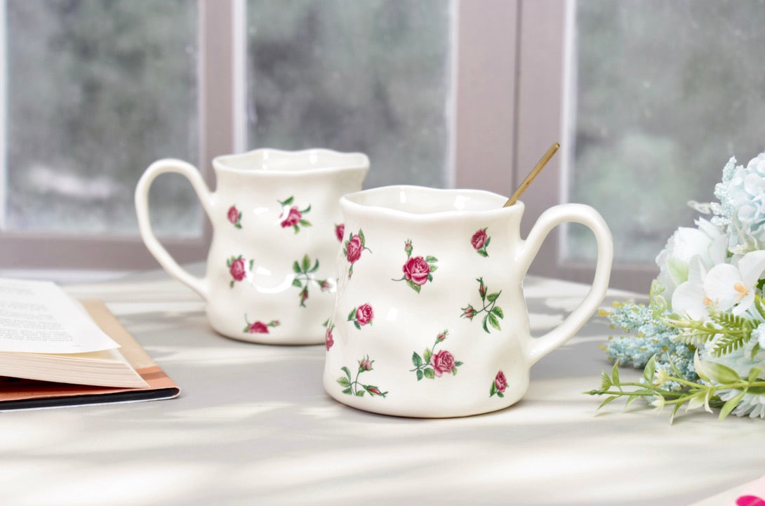 'Bellarose' Red Roses Ceramic Coffee Mug | Ruby Rose