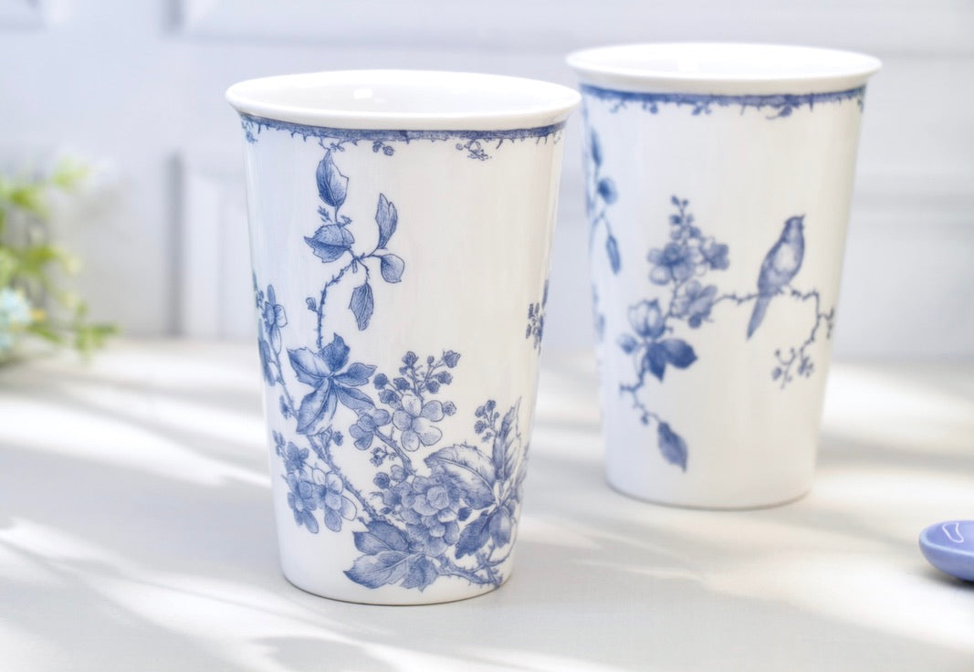 'Maison Bleu' Porcelain Tumbler | Cup | Blue | Set of 2