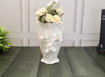 'Daffodils' White Ceramic Vase