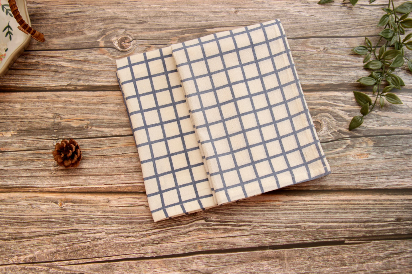 'Checkered' Printed Kitchen Towels, Set of 2