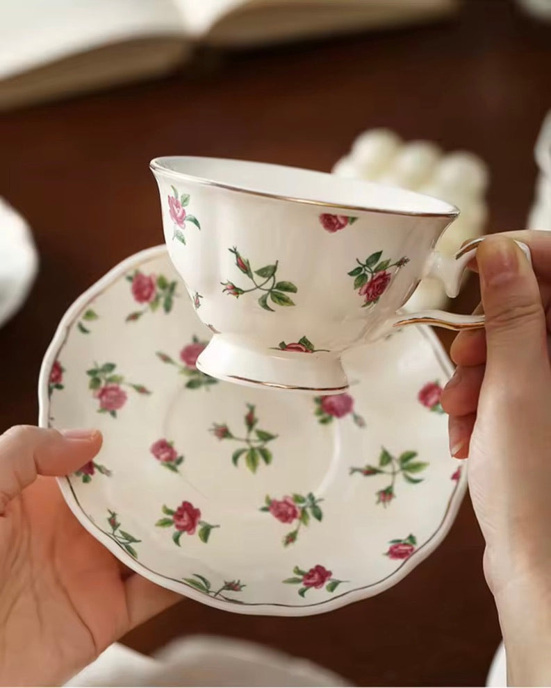 'Bellarose' Ceramic Cup & Saucer | Set of 2