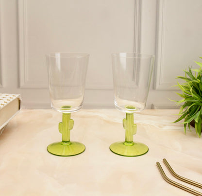 'Hazel' Green Stemmed Glasses, Set of 2 - Big