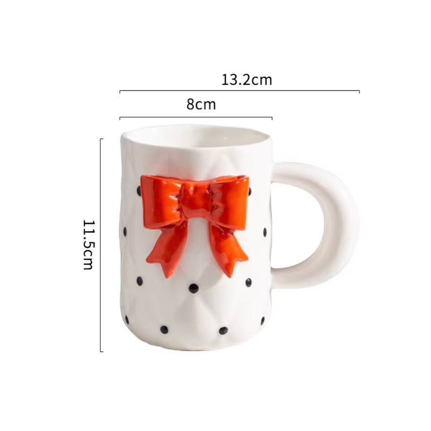 'Red Bow' Ceramic Coffee Mug