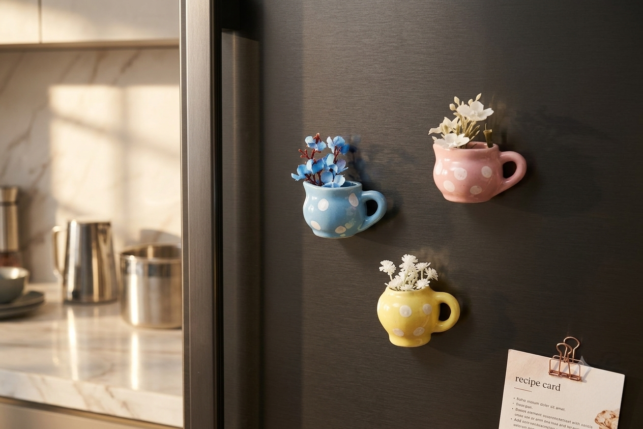 'Tiny Treasures' Mini Cup Fridge Magnets, Set of 3