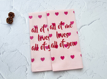 'Little Hearts' Printed Kitchen Towels, Set of 2