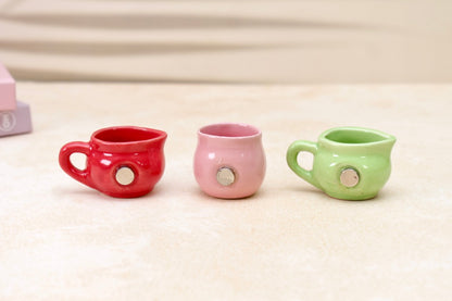 'Dotty Brew' Mini Cup Fridge Magnets, Set of 3