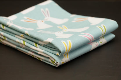 'Bunny' Blue Printed Kitchen Towels, Set of 2