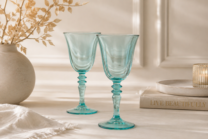 'Sapphire' Pristine Blue Glasses - Set of 2