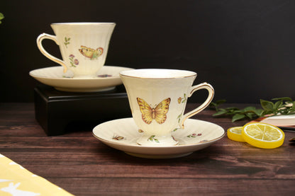 'Amara' Ceramic Cup & Saucer Set Of 2