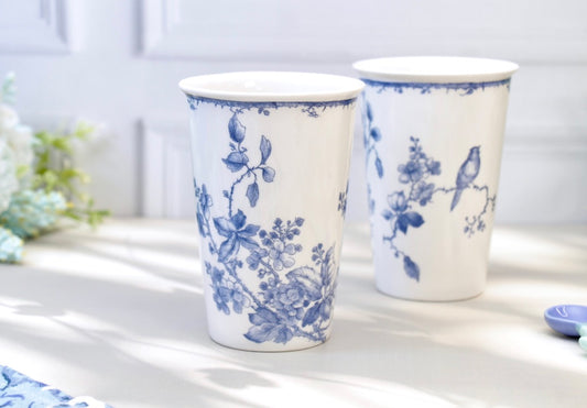'Maison Bleu' Porcelain Tumbler | Cup | Blue | Set of 2