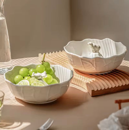 'Sleepy Bear' White Ceramic Bowl, Large 1.1L