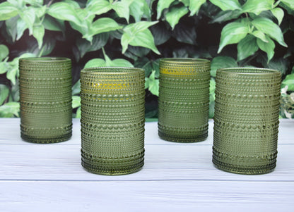 'Frost' Dotted Glass Tumblers, Set Of 4 - Green