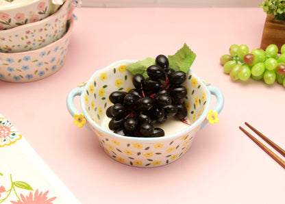 'Periwinkle' Ceramic Bowls - Blue/Yellow