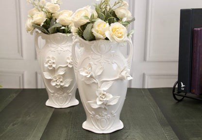 'Daffodils' White Ceramic Vase