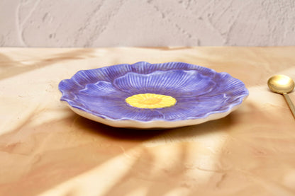 'Flora' Ceramic Breakfast Plate - Blue