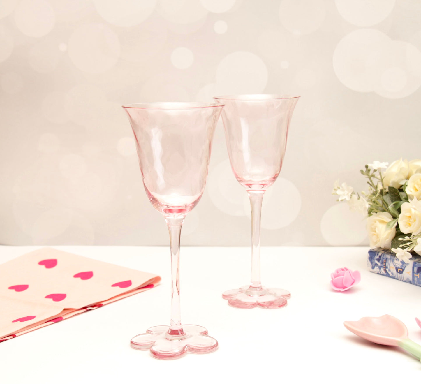 'Daisy' Pink Long Stemmed Glasses - set of 2