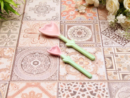 'Tulip' Pink Ceramic Spoon Set