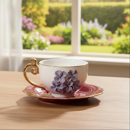 'Hyacinth' Ceramic Espresso  Cup n Saucer Set of 1, Small