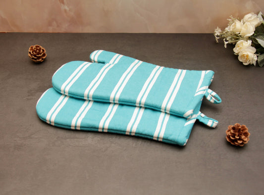 'Aqua' Oven Mittens Set of 2