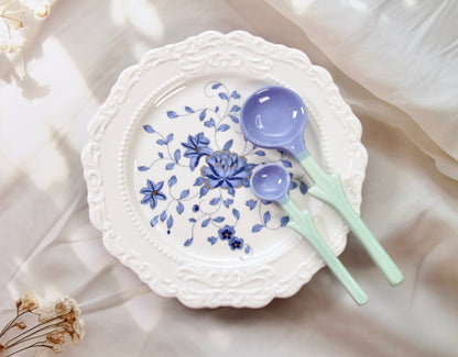 'Mirabelle' White Ceramic Dessert Plate | Floral | 8 Inches