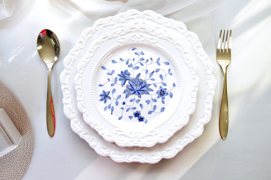 'Mirabelle' Blue Floral Ceramic Dinner Plate, 26.5 cm