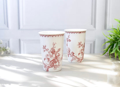 'Crimson Bloom' Porcelain Tumbler | Cup | Red | Set of 2