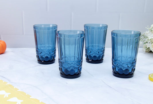 'Brooklyn' Glass Tumblers, Set Of 4 - Blue