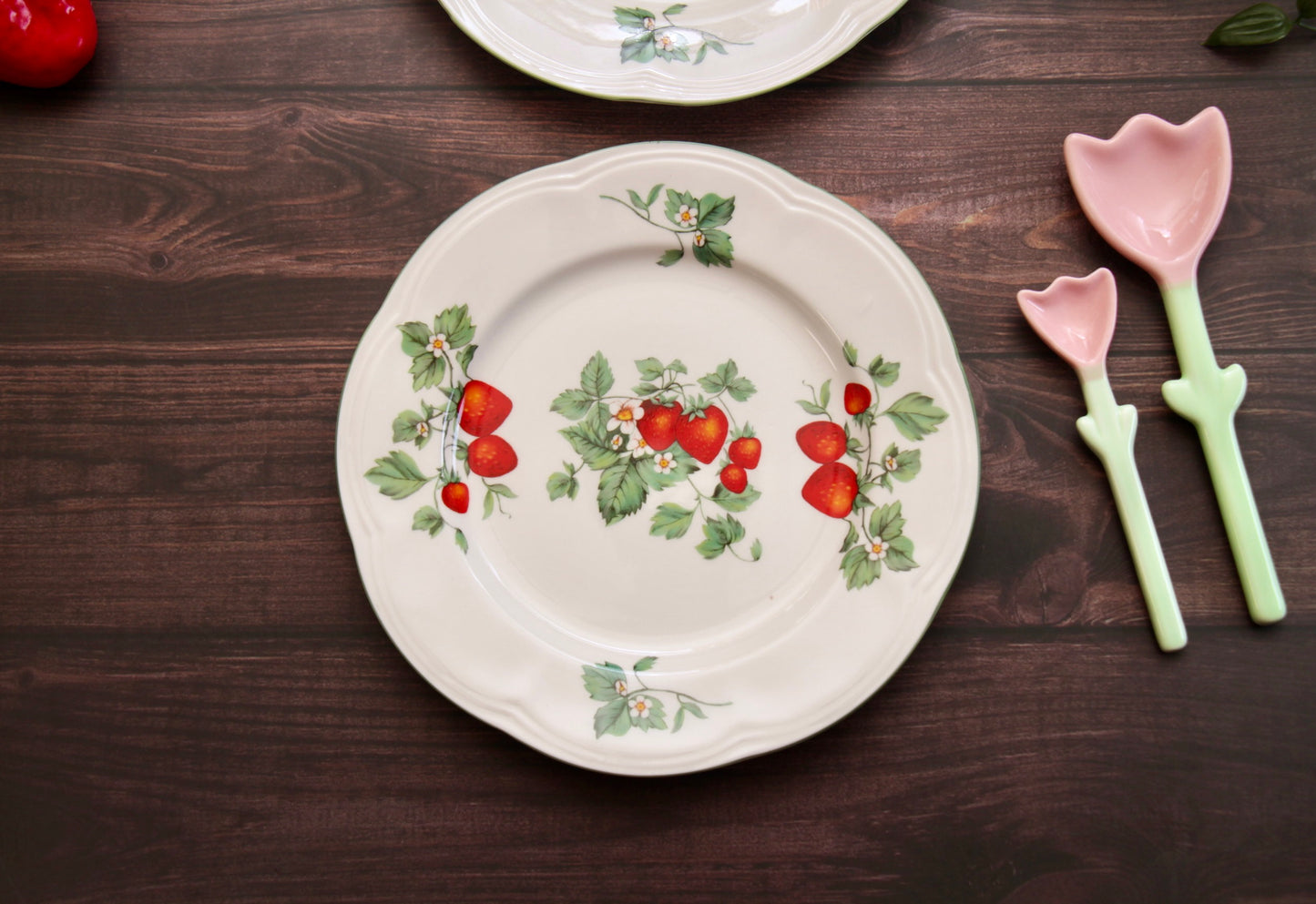 'Strawberry Blossom' Ceramic Dessert Plate