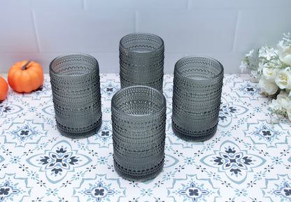'Frost' Dotted Glass Tumblers, Set Of 4 - Black