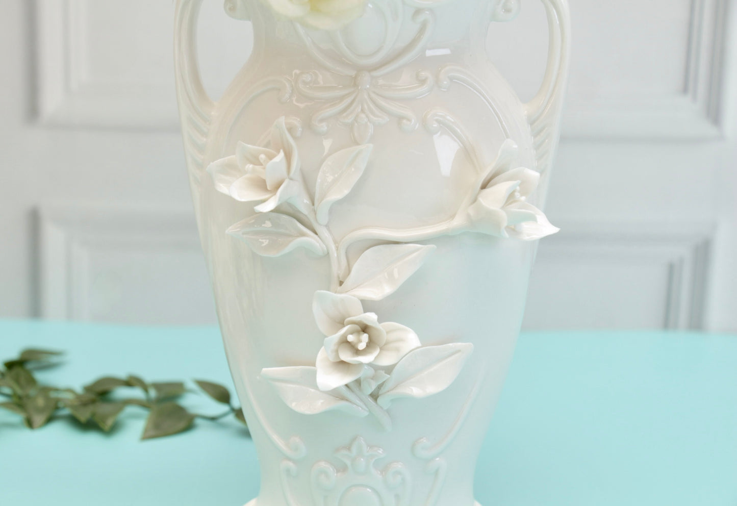 'Daffodils' White Ceramic Vase