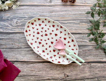 'Ruby Heritage' Ceramic Oval Platter, 9 Inch
