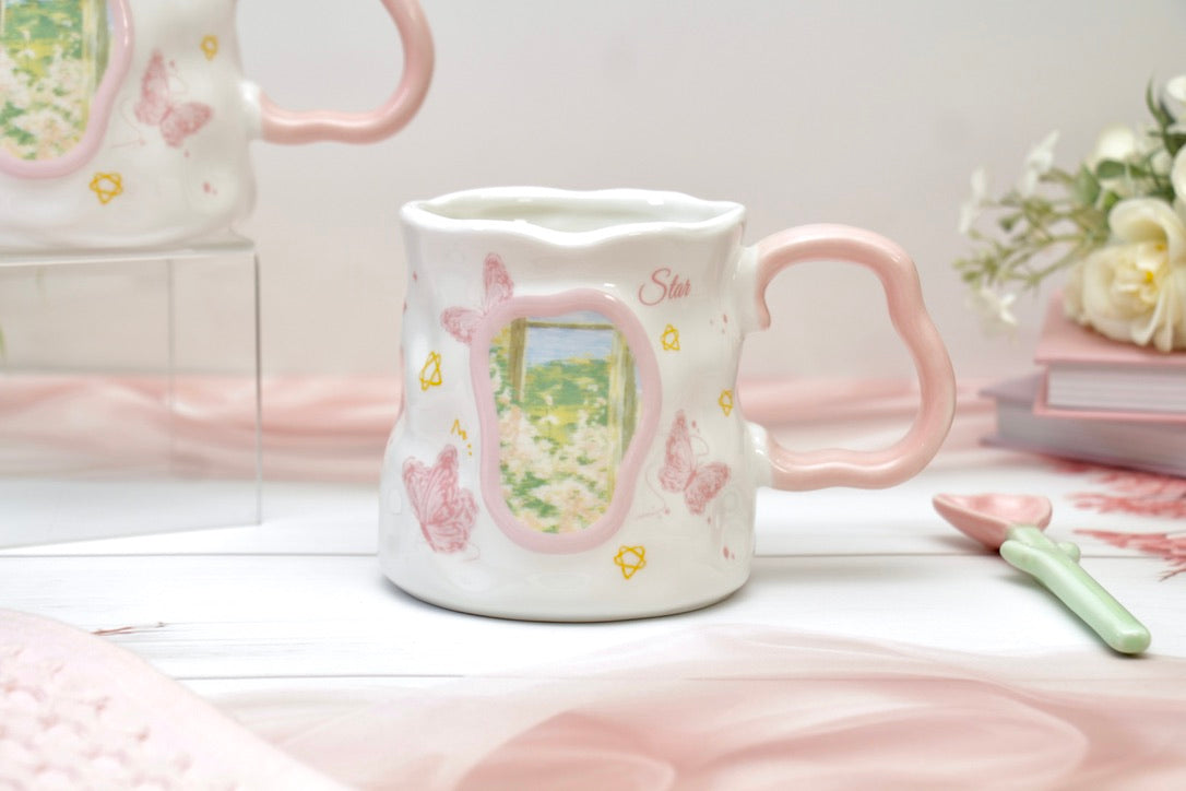 'Buttercup' Ceramic Coffee Mug, Pink