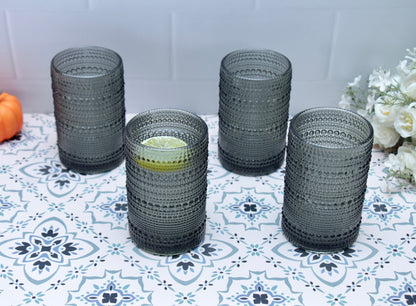'Frost' Dotted Glass Tumblers, Set Of 4 - Black