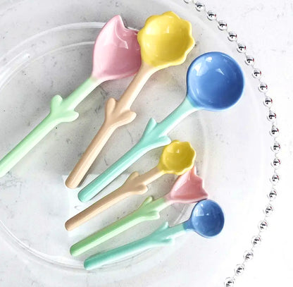 'Tulip' Pink Ceramic Spoon Set