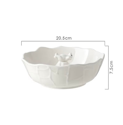 'Sleepy Bear' White Ceramic Bowl, Large 1.1L
