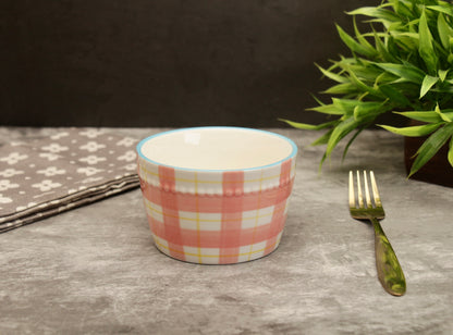 'Brooke' Ceramic Bowl - Coral Striped