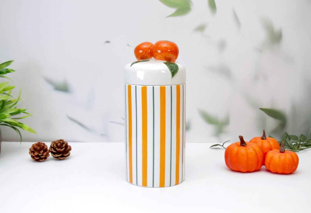 'Tangerines' Ceramic Storage Canister 1200ml, Set of 2