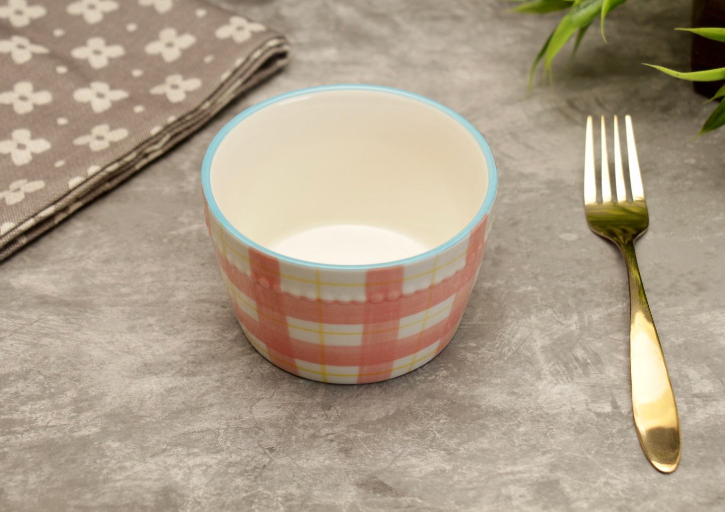 'Brooke' Ceramic Bowl - Coral Striped